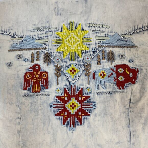 RRR Shirt sz M Acid Wash Southwestern Embroidered - Picture 8 of 11